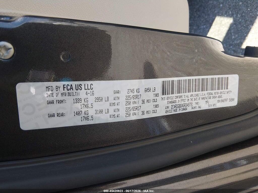 2C4RDGBG4GR349791 2016 DODGE GRAND CARAVAN photo no. 9