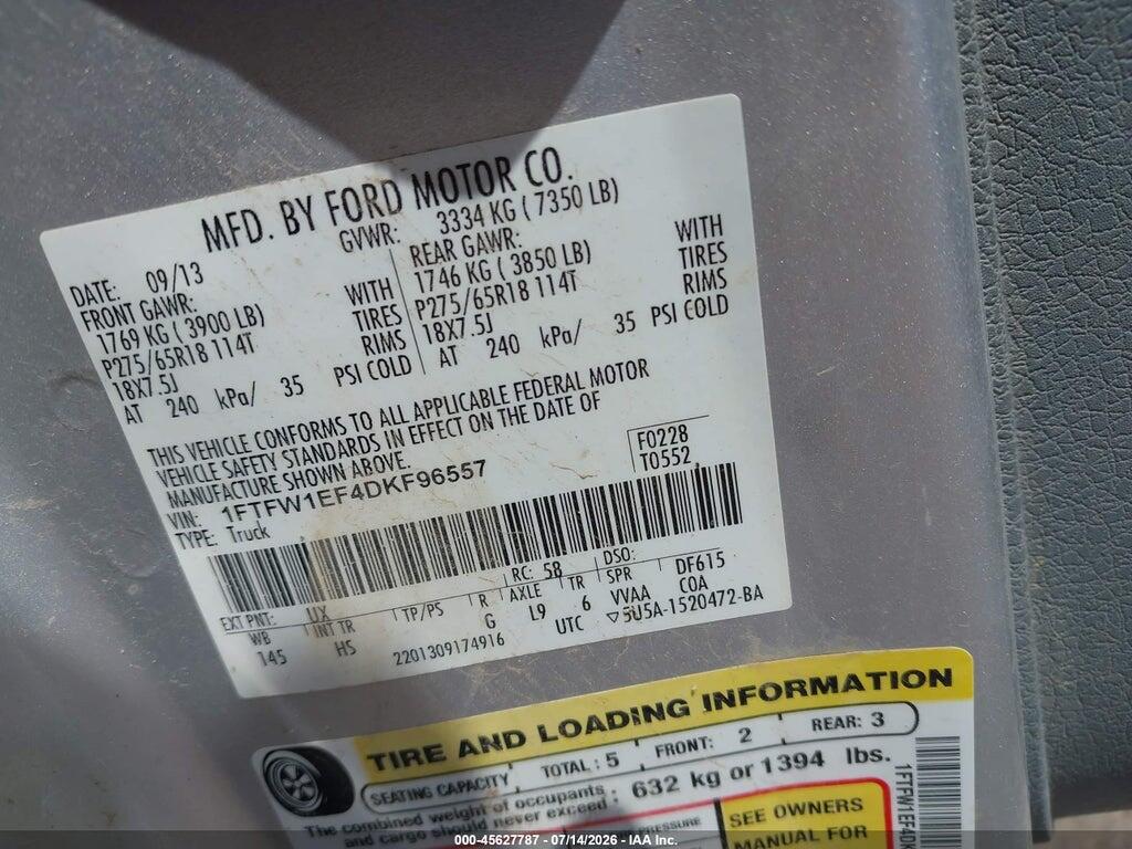 1FTFW1EF4DKF96557 2013 FORD F-150 photo no. 9