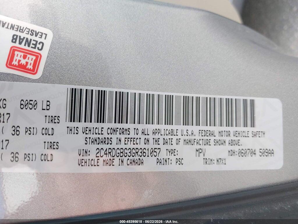 2C4RDGBG3GR361057 2016 DODGE GRAND CARAVAN photo no. 9