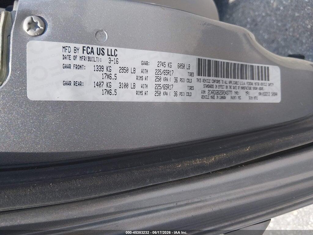 2C4RDGBG2GR343777 2016 DODGE GRAND CARAVAN photo no. 9