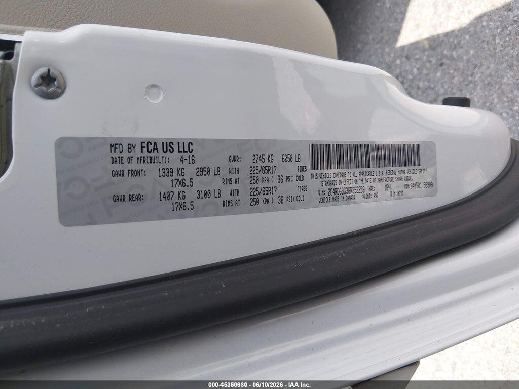 2C4RDGBG3GR352259 2016 DODGE GRAND CARAVAN photo no. 9
