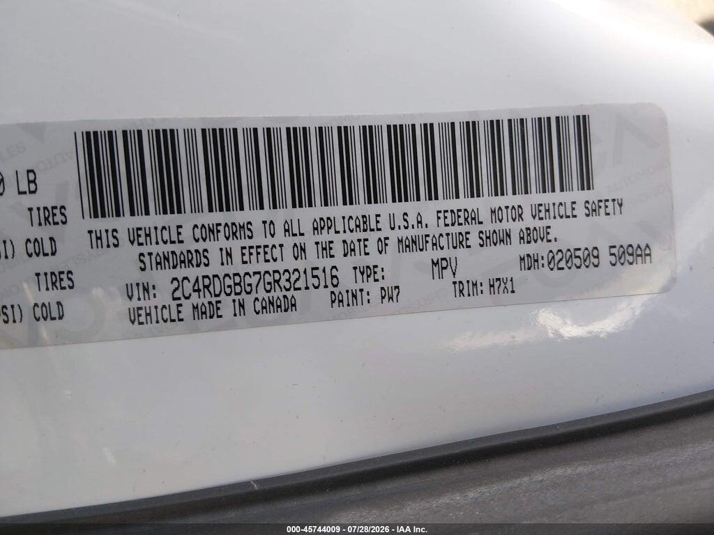 2C4RDGBG7GR321516 2016 DODGE GRAND CARAVAN photo no. 9