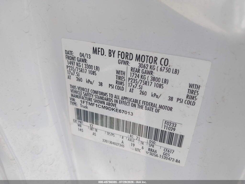 1FTMF1CM9DKE67013 2013 FORD F-150 photo no. 9