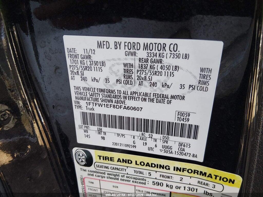 1FTFW1EF8DFA60607 2013 FORD F-150 photo no. 9