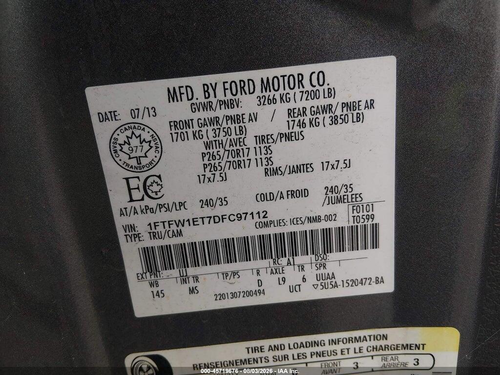 1FTFW1ET7DFC97112 2013 FORD F-150 photo no. 9
