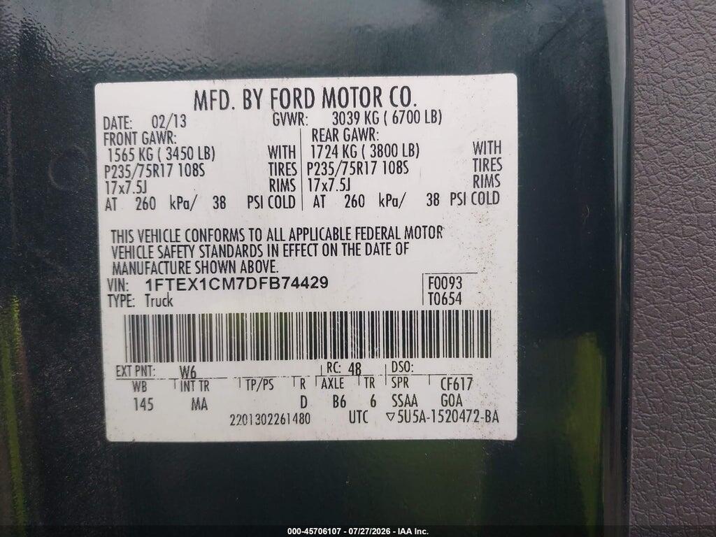 1FTEX1CM7DFB74429 2013 FORD F-150 photo no. 9