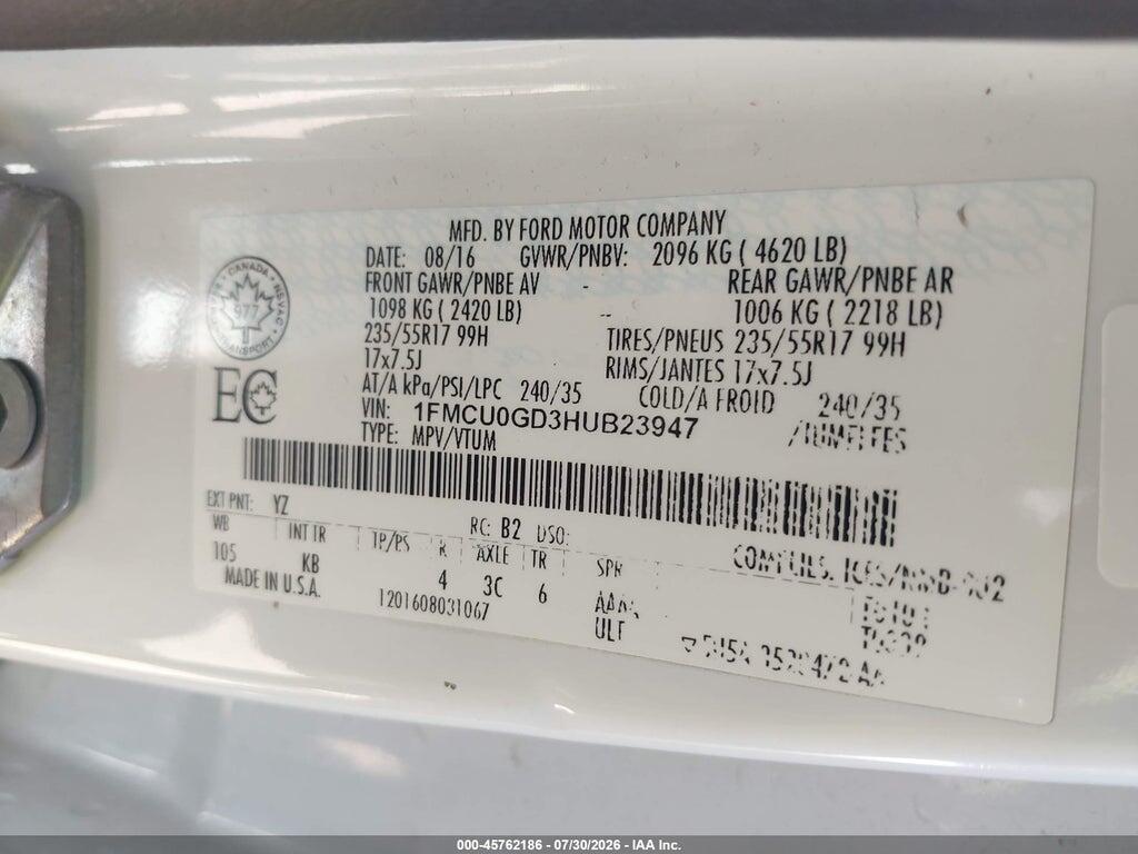 1FMCU0GD3HUB23947 2017 FORD ESCAPE photo no. 9
