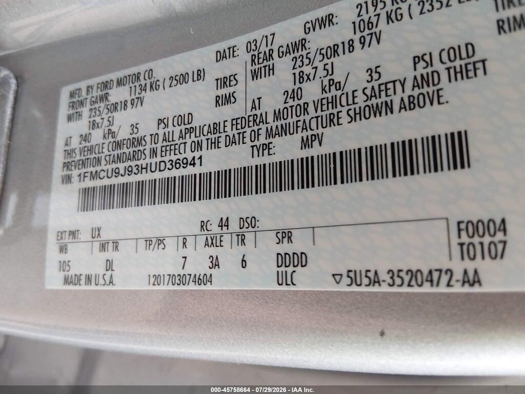 1FMCU9J93HUD36941 2017 FORD ESCAPE photo no. 9