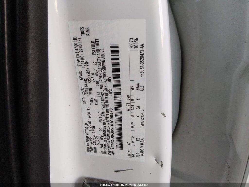 1FMCU0G99HUC99476 2017 FORD ESCAPE photo no. 9