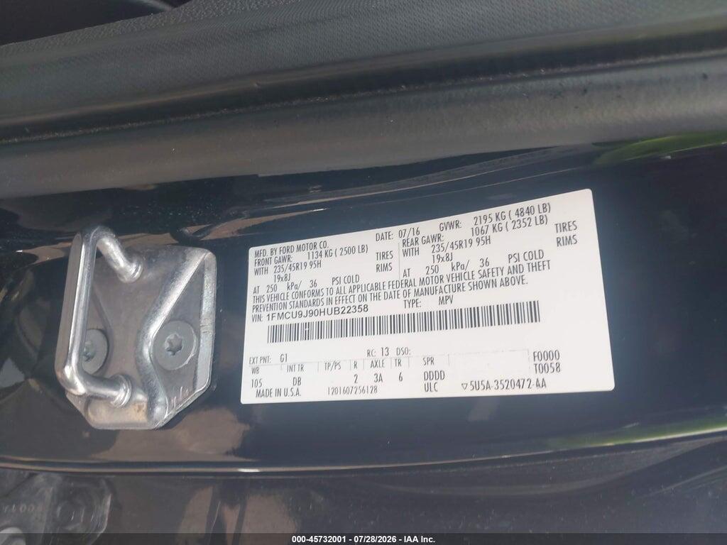 1FMCU9J90HUB22358 2017 FORD ESCAPE photo no. 9
