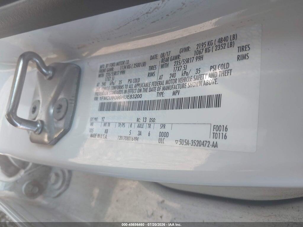1FMCU9G96HUE83200 2017 FORD ESCAPE photo no. 9