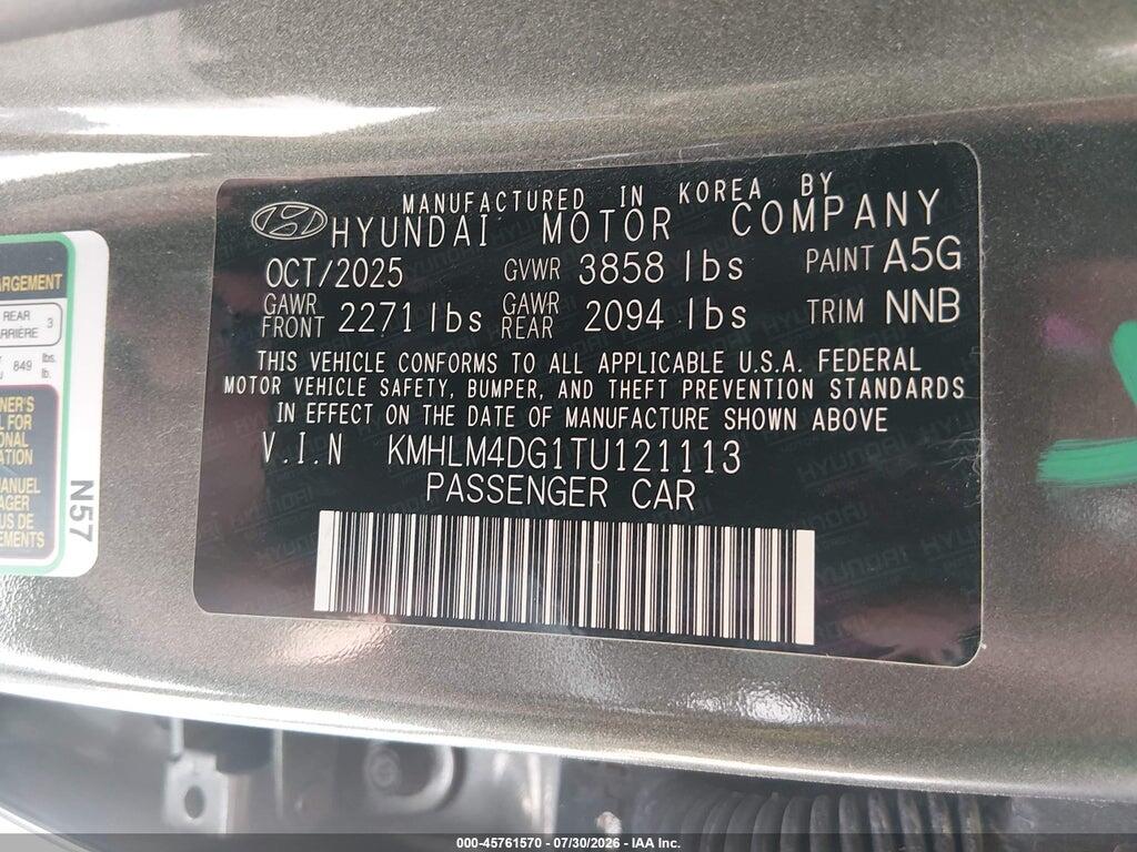 KMHLM4DG1TU121113 2026 HYUNDAI ELANTRA photo no. 9
