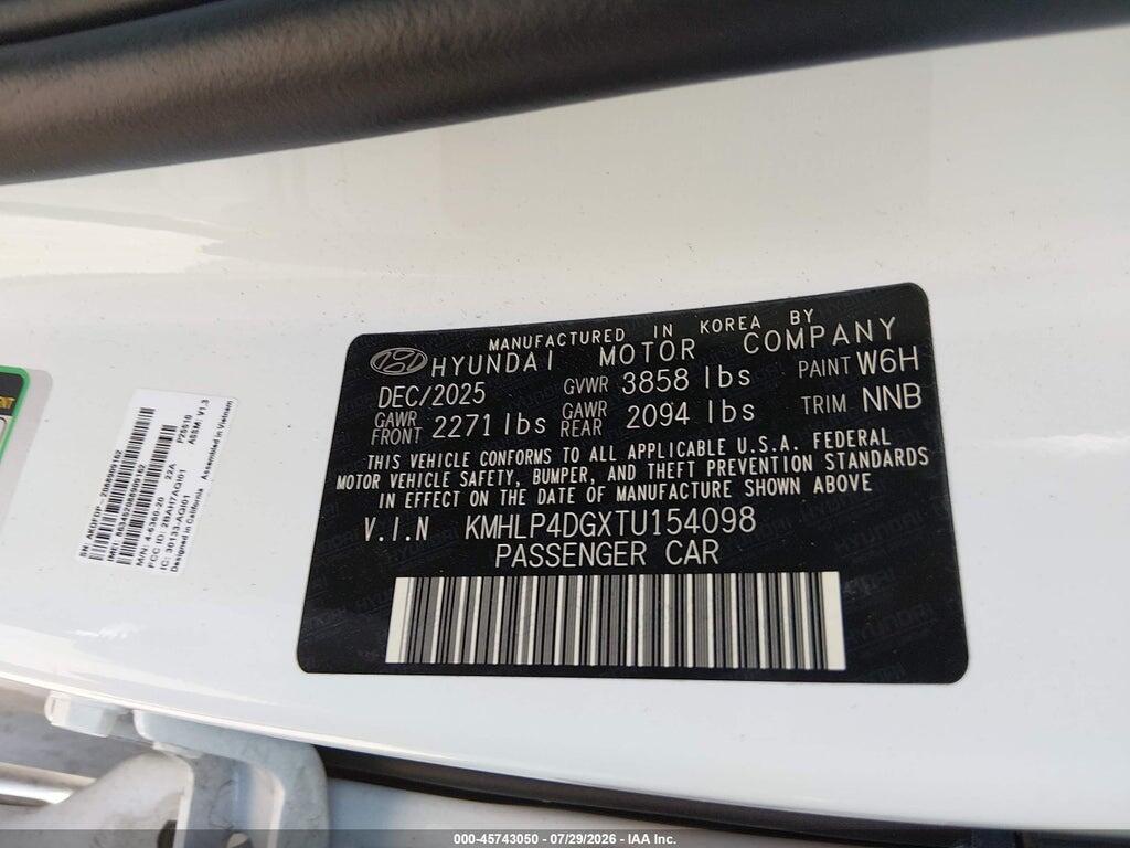 KMHLP4DGXTU154098 2026 HYUNDAI ELANTRA photo no. 9