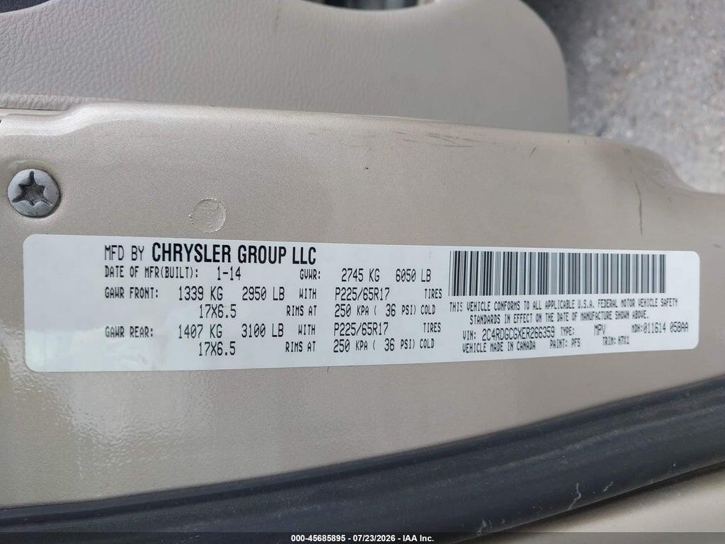2C4RDGCGXER266359 2014 DODGE GRAND CARAVAN photo no. 9