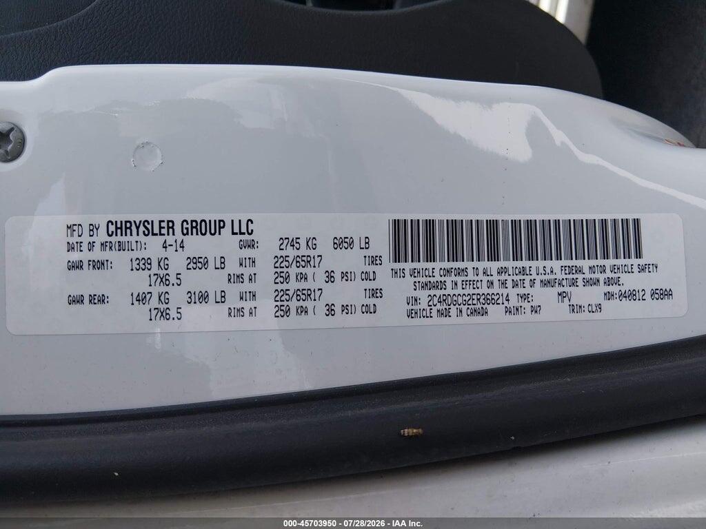 2C4RDGCG2ER366214 2014 DODGE GRAND CARAVAN photo no. 9