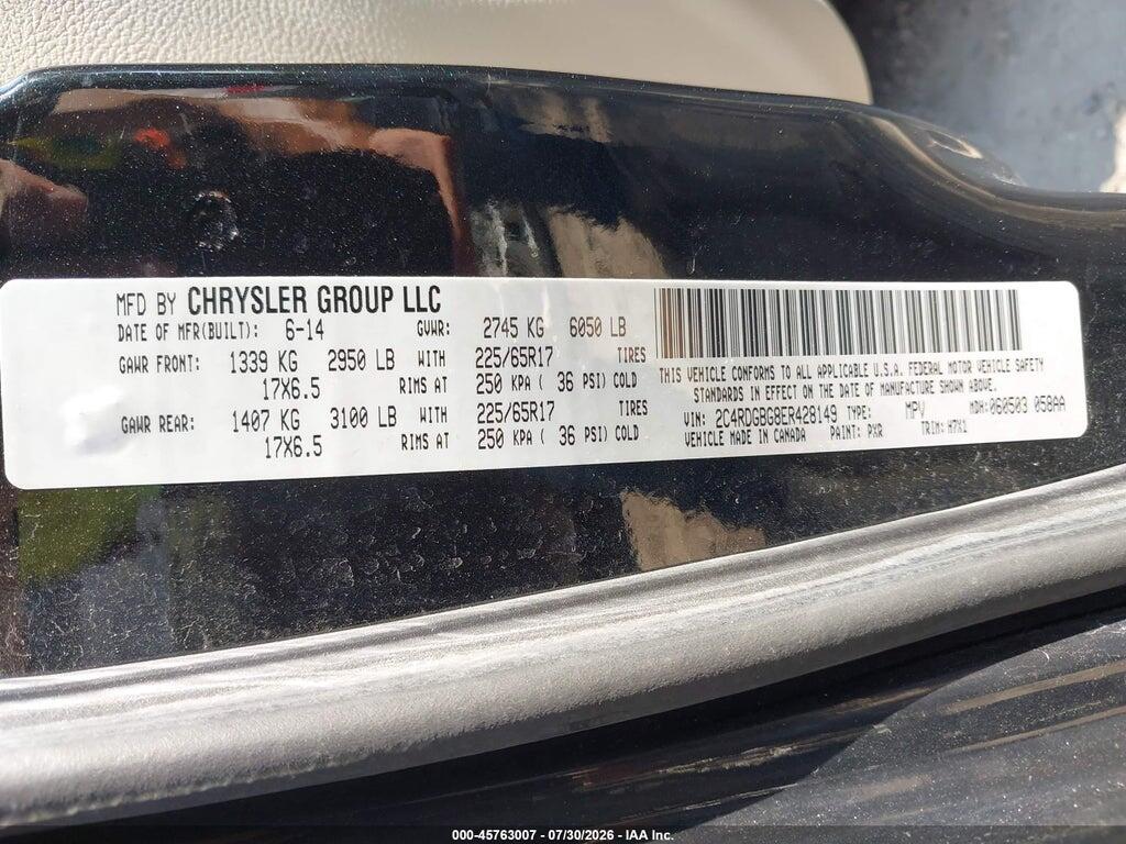 2C4RDGBG8ER428149 2014 DODGE GRAND CARAVAN photo no. 9