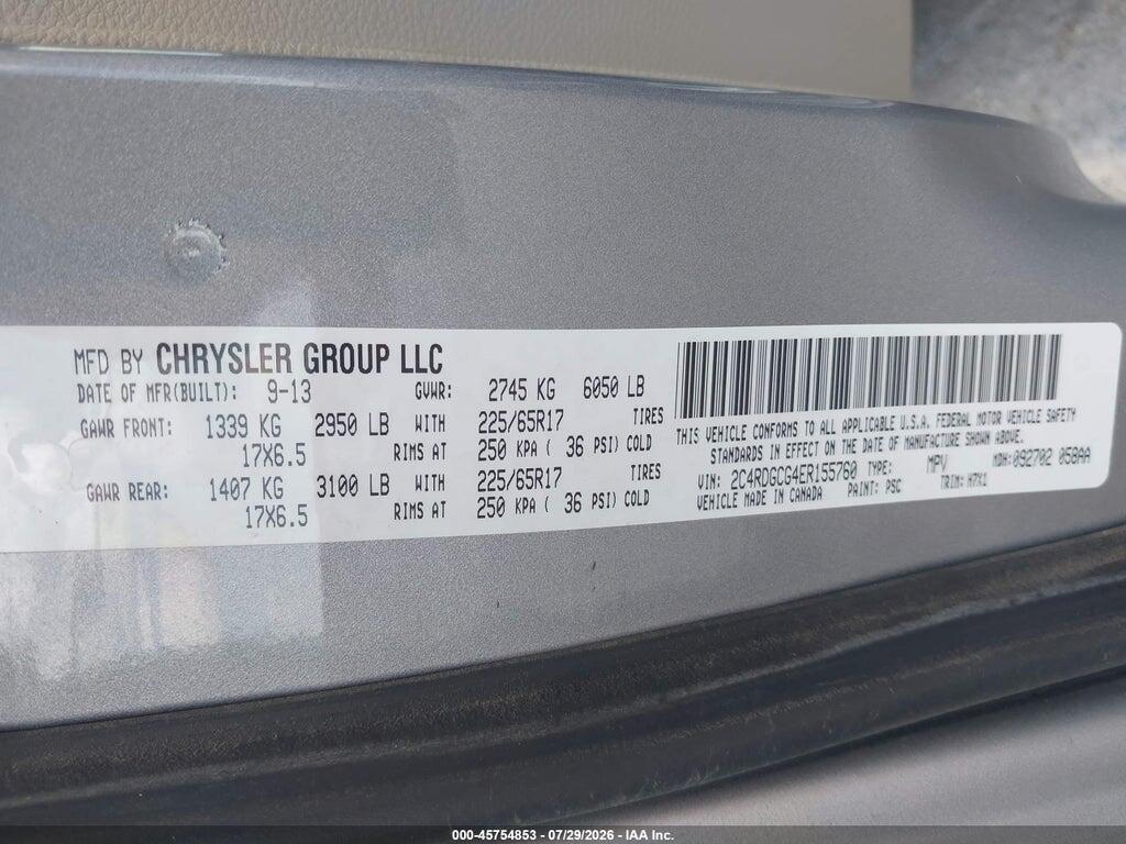 2C4RDGCG4ER155760 2014 DODGE GRAND CARAVAN photo no. 9