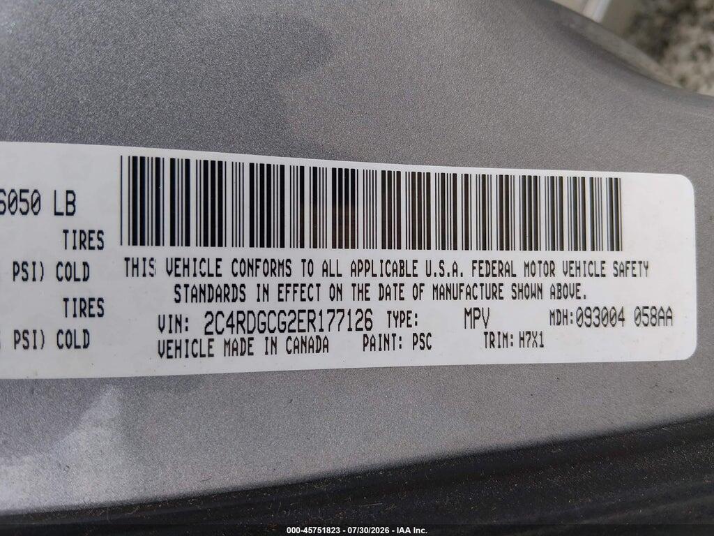 2C4RDGCG2ER177126 2014 DODGE GRAND CARAVAN photo no. 9