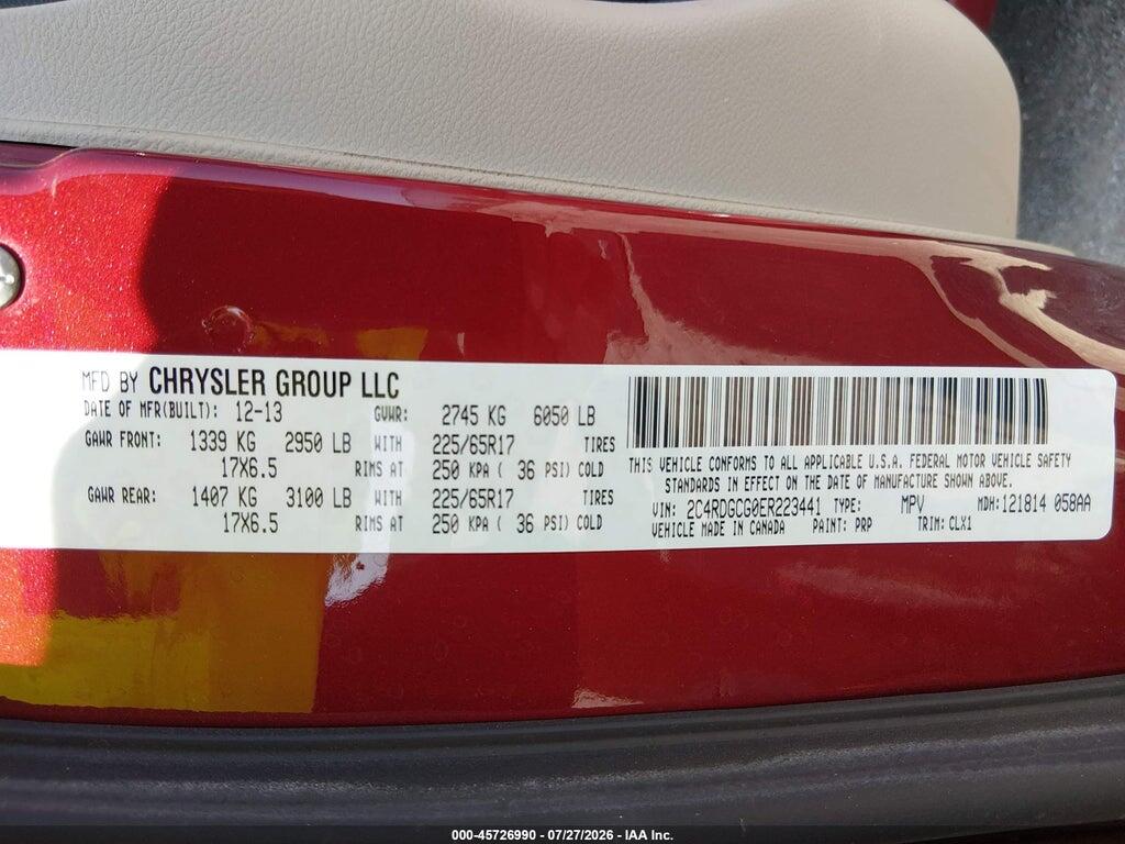 2C4RDGCG0ER223441 2014 DODGE GRAND CARAVAN photo no. 9