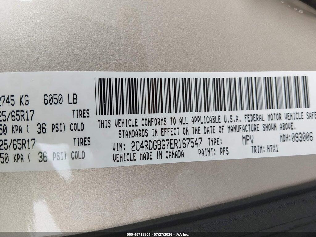 2C4RDGBG7ER167547 2014 DODGE GRAND CARAVAN photo no. 9