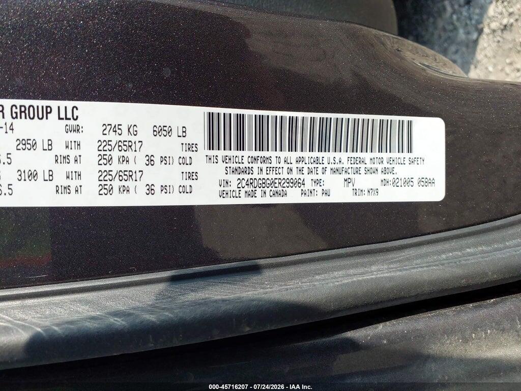 2C4RDGBG0ER299064 2014 DODGE GRAND CARAVAN photo no. 9