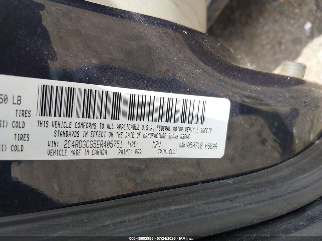 2C4RDGCG5ER405751 2014 DODGE GRAND CARAVAN photo no. 9