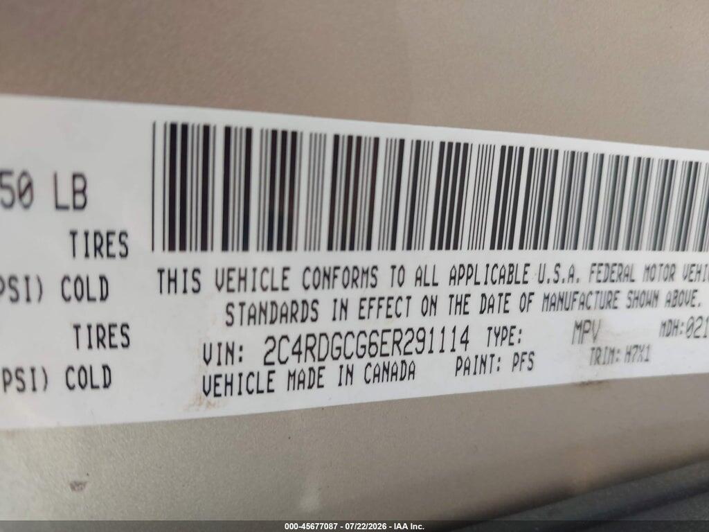 2C4RDGCG6ER291114 2014 DODGE GRAND CARAVAN photo no. 9