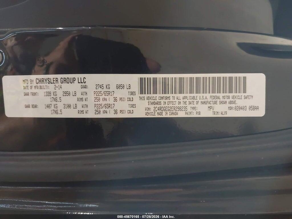 2C4RDGEG2ER298235 2014 DODGE GRAND CARAVAN photo no. 9
