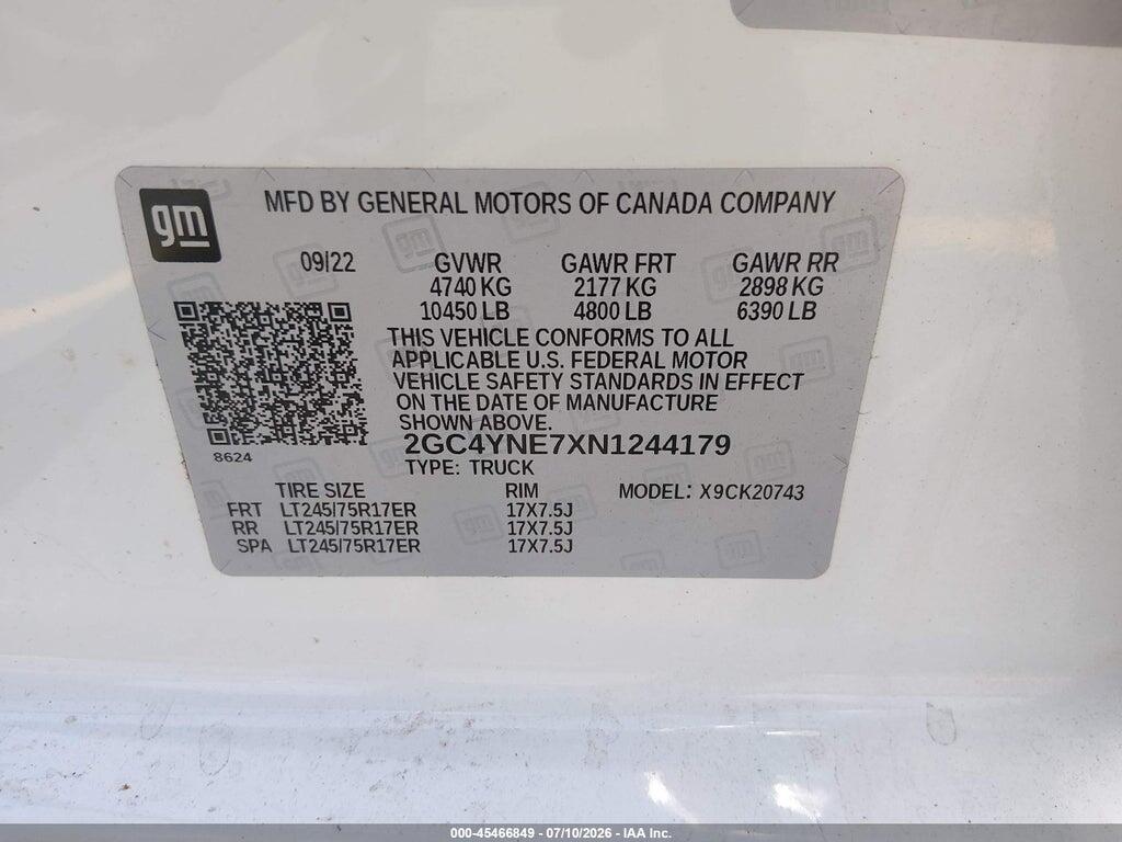 2GC4YNE7XN1244179 2022 CHEVROLET SILVERADO 2500HD photo no. 8