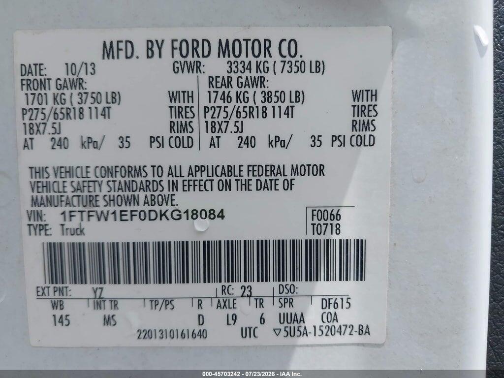1FTFW1EF0DKG18084 2013 FORD F-150 photo no. 9
