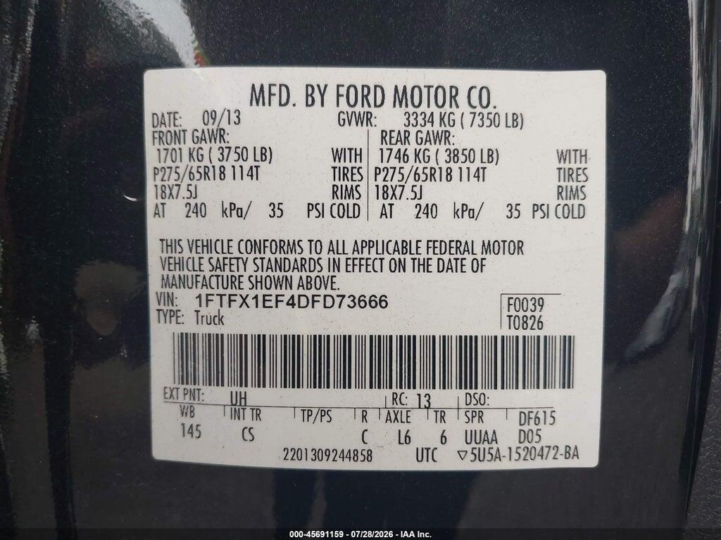 1FTFX1EF4DFD73666 2013 FORD F-150 photo no. 9