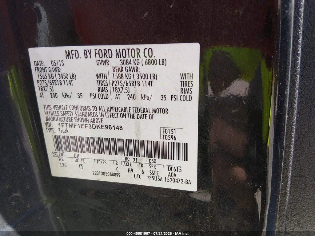 1FTMF1EF3DKE96148 2013 FORD F-150 photo no. 9