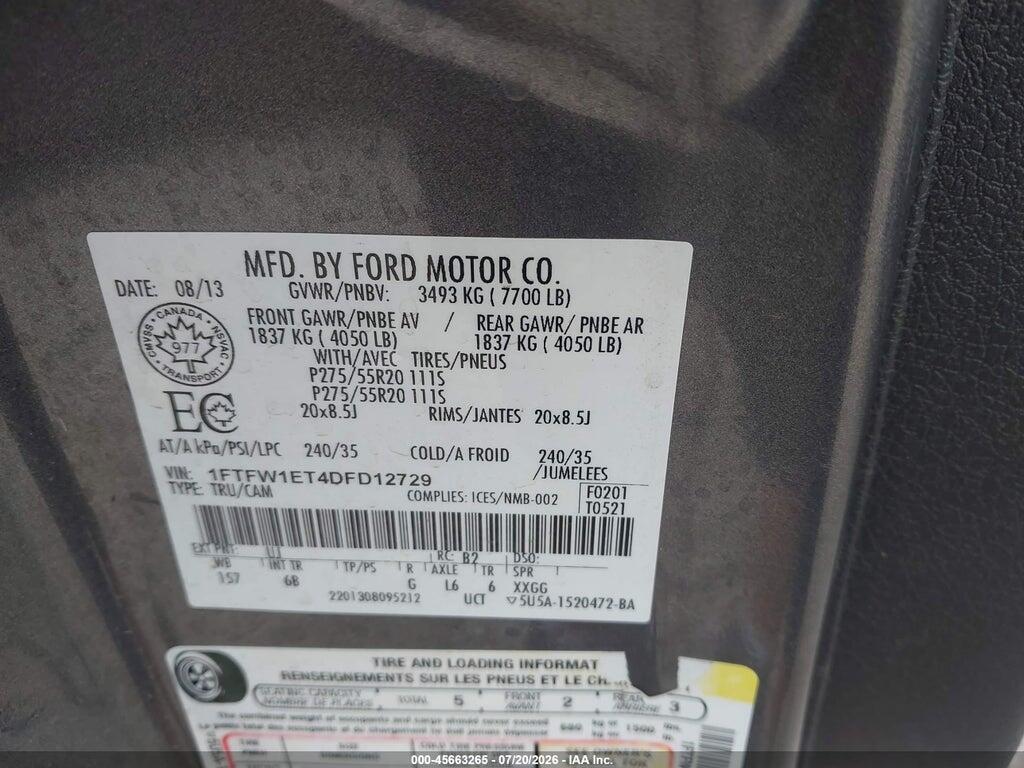 1FTFW1ET4DFD12729 2013 FORD F-150 photo no. 9