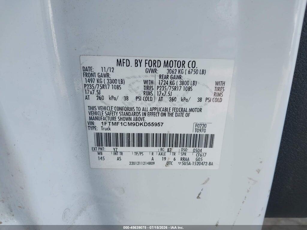 1FTMF1CM9DKD55957 2013 FORD F-150 photo no. 9