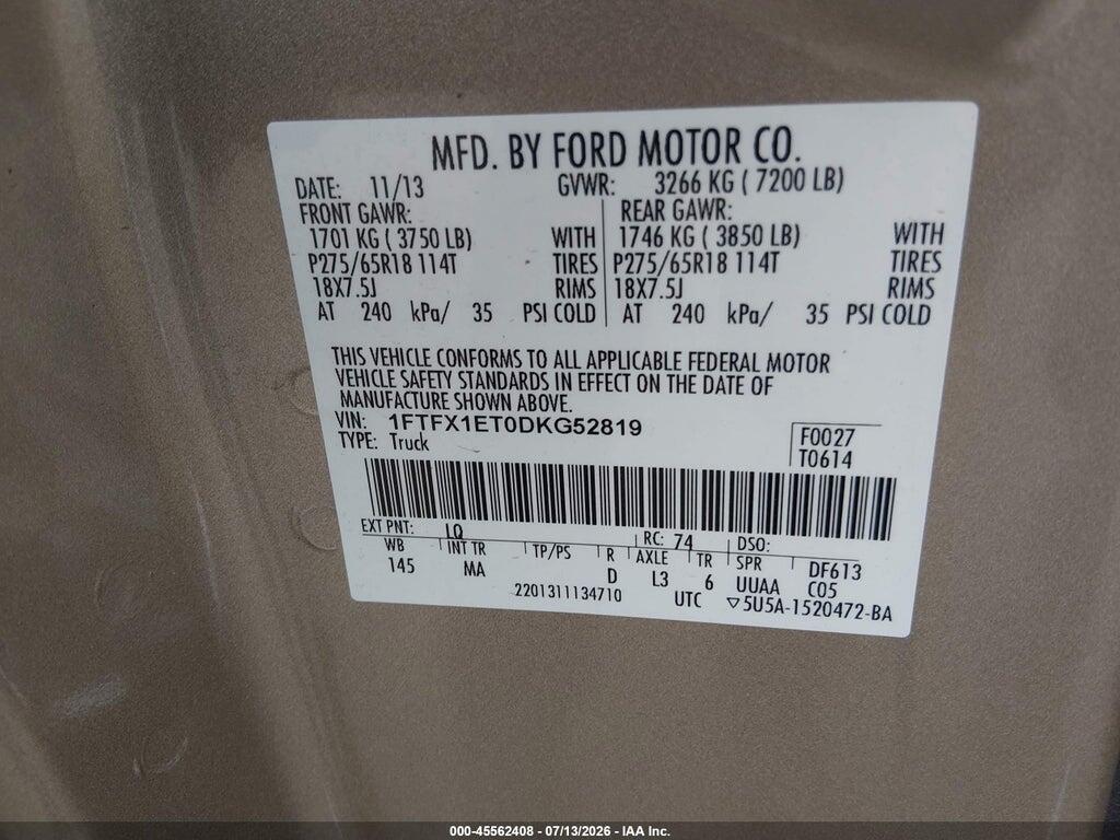 1FTFX1ET0DKG52819 2013 FORD F-150 photo no. 9