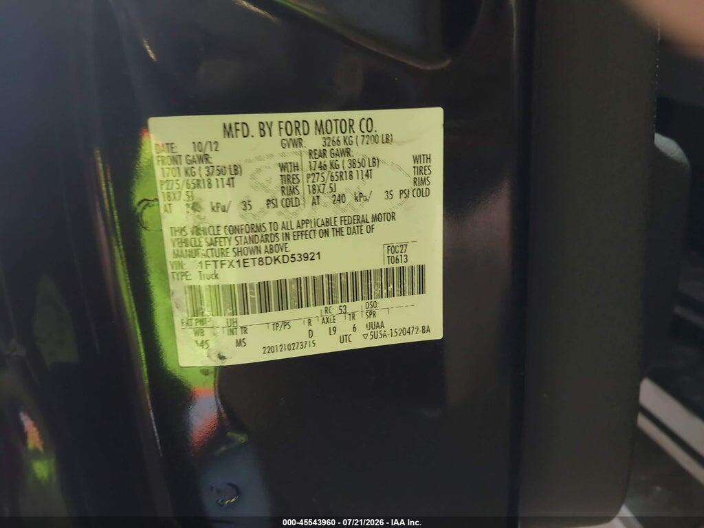 1FTFX1ET8DKD53921 2013 FORD F-150 photo no. 9