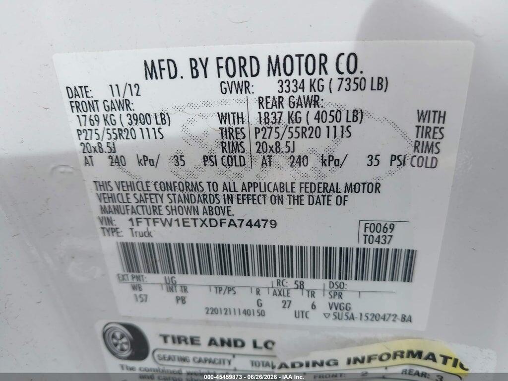 1FTFW1ETXDFA74479 2013 FORD F-150 photo no. 9