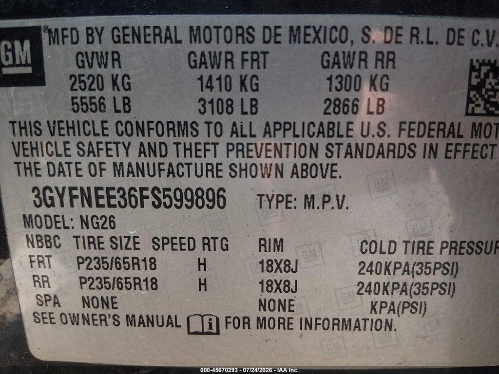 3GYFNEE36FS599896 2015 CADILLAC SRX photo no. 9