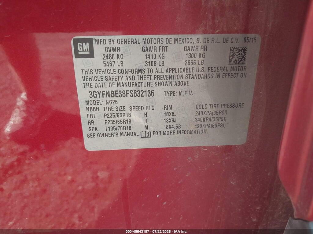 3GYFNBE38FS632136 2015 CADILLAC SRX photo no. 9
