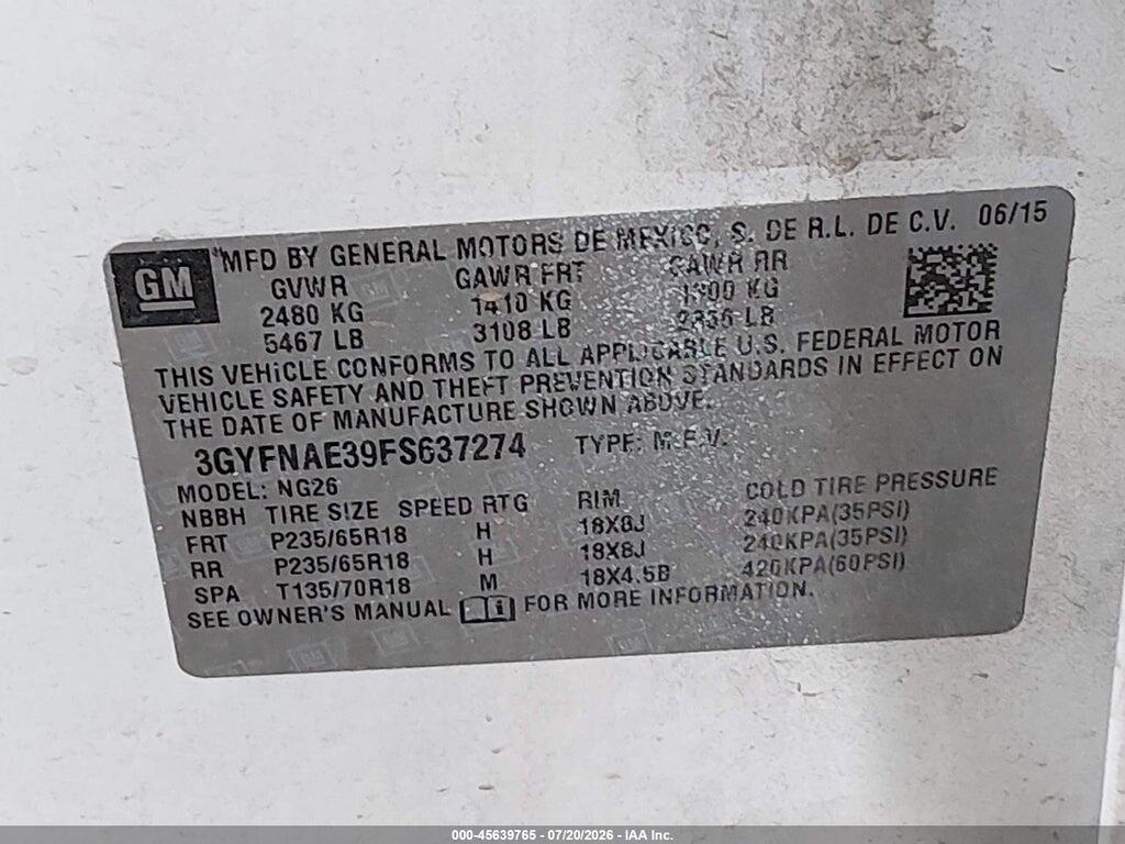 3GYFNAE39FS637274 2015 CADILLAC SRX photo no. 9