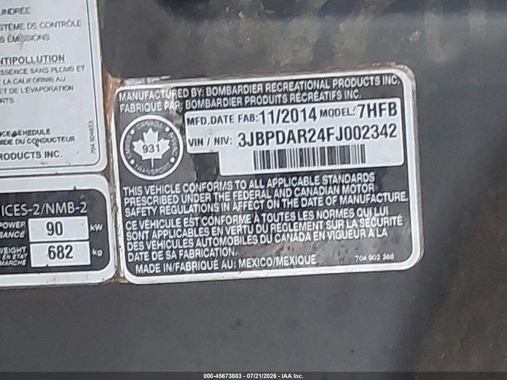 3JBPDAR24FJ002342 2015 CAN-AM MAVERICK photo no. 10