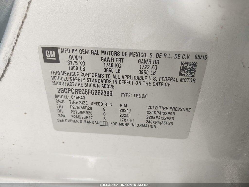 3GCPCREC8FG382389 2015 CHEVROLET SILVERADO 1500 photo no. 9