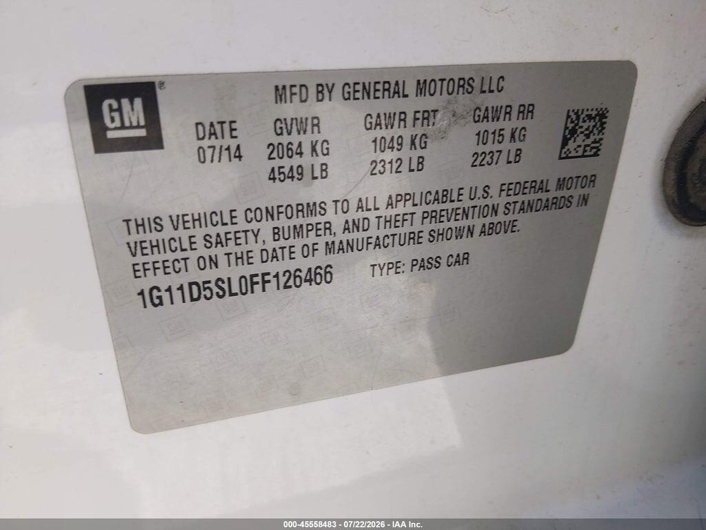1G11D5SL0FF126466 2015 CHEVROLET MALIBU photo no. 9