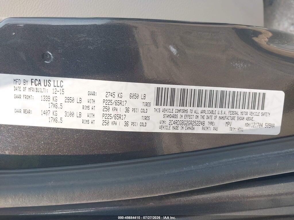 2C4RDGBG2GR252248 2016 DODGE GRAND CARAVAN photo no. 9