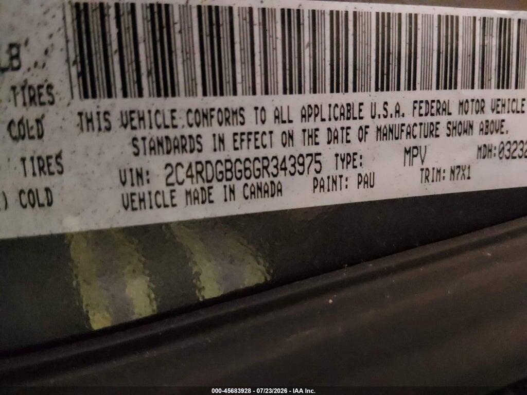 2C4RDGBG6GR343975 2016 DODGE GRAND CARAVAN photo no. 9