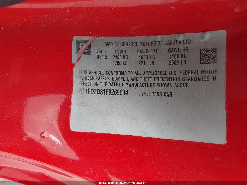 2G1FD3D31F9269684 2015 CHEVROLET CAMARO photo no. 9