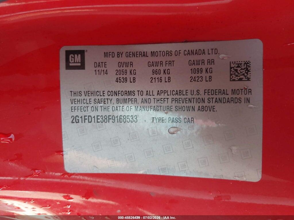 2G1FD1E38F9168533 2015 CHEVROLET CAMARO photo no. 9