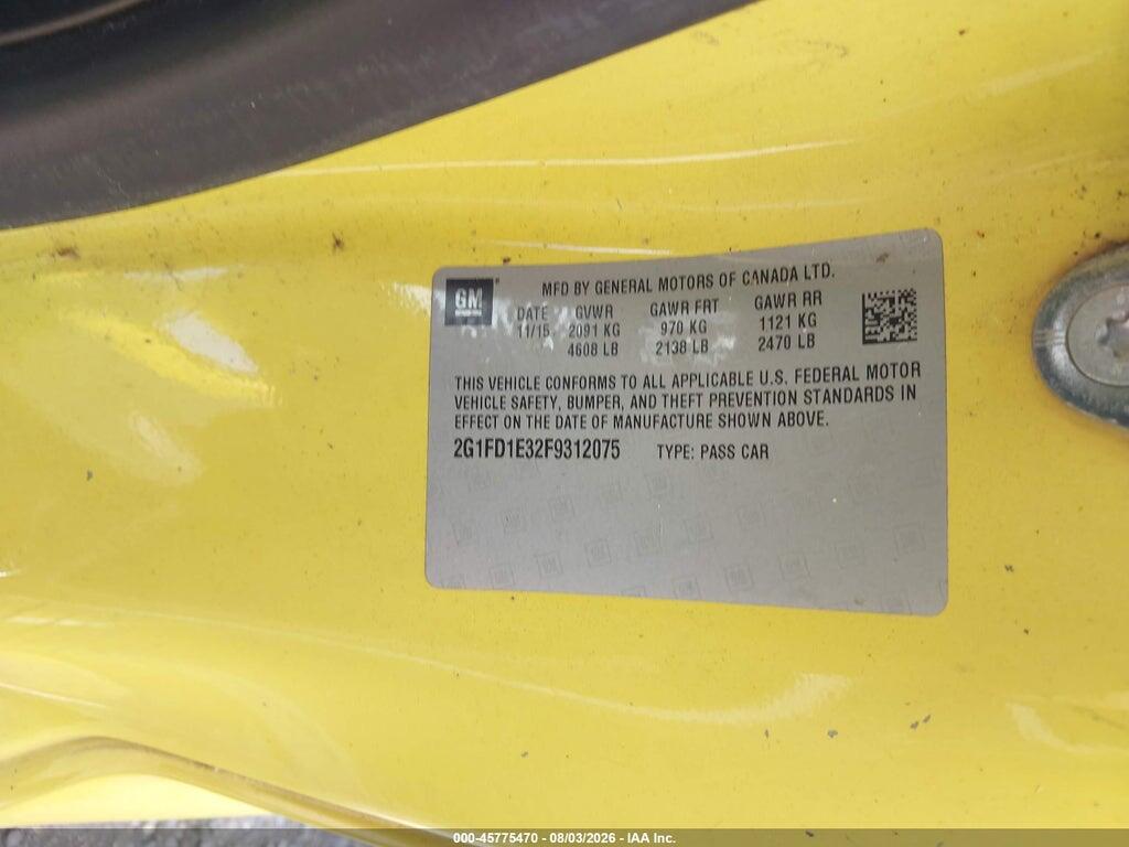 2G1FD1E32F9312075 2015 CHEVROLET CAMARO photo no. 9