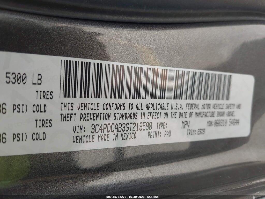 3C4PDCAB3GT219598 2016 DODGE JOURNEY photo no. 9