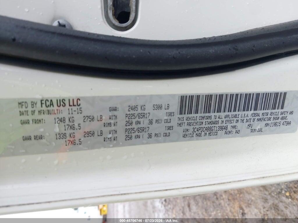 3C4PDCAB8GT139648 2016 DODGE JOURNEY photo no. 9